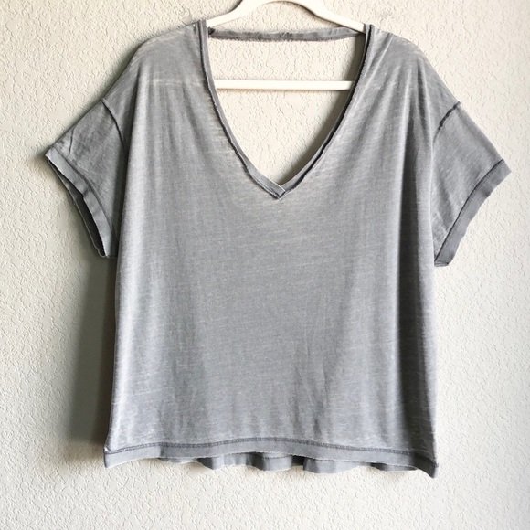 We The Free All Mine Tee Light Grey Oversized Boho Lightweight Short Sleeve - Picture 3 of 16